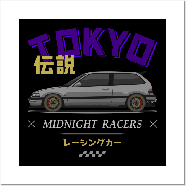 Midnight Racer Silver Kanjo EF JDM Wall Art by GoldenTuners